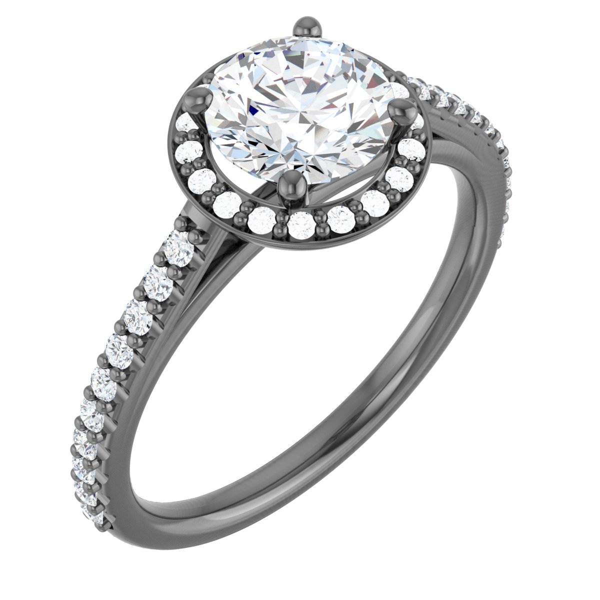 14K White 6.5 mm Round Forever One Moissanite and .25 CTW Diamond Engagement Ring Ref 13895355