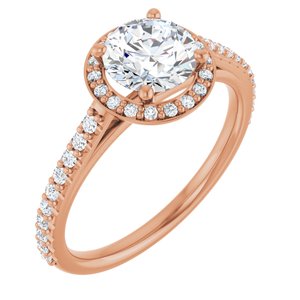 14K Rose 6.5 mm Round Forever One™ Moissanite & 1/4 CTW Diamond Engagement Ring