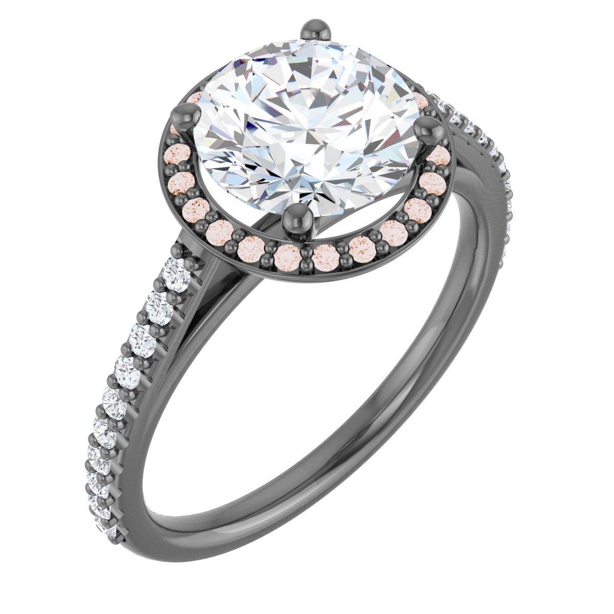 14K Rose 8 mm Round Forever One Moissanite and .25 CTW Diamond Engagement Ring Ref 13895381