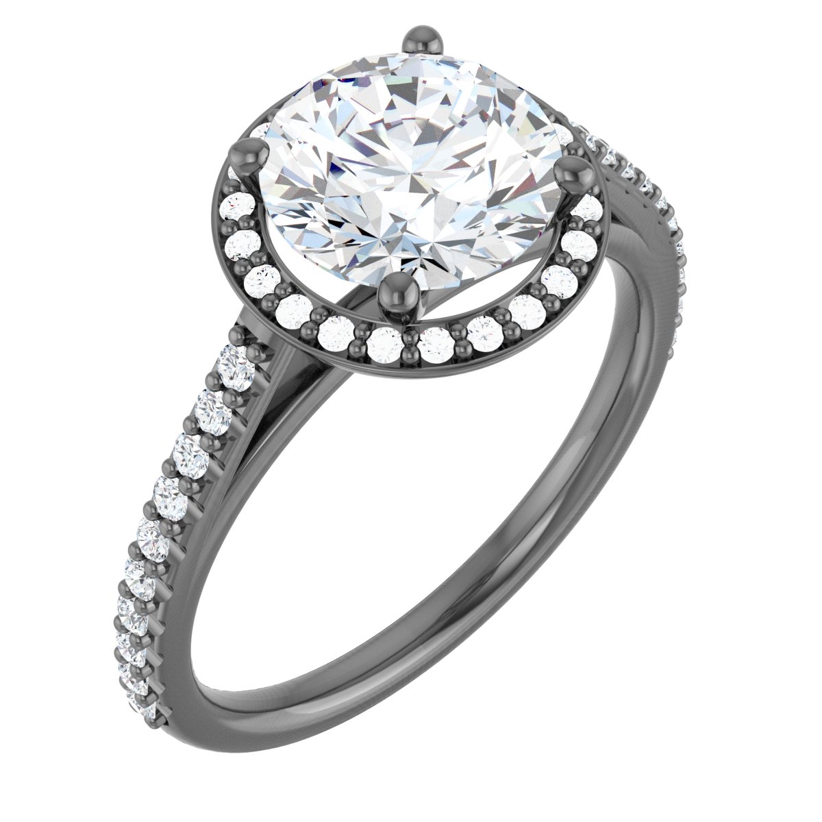 14K White 8 mm Round Forever One Moissanite and .25 CTW Diamond Engagement Ring Ref 13895379
