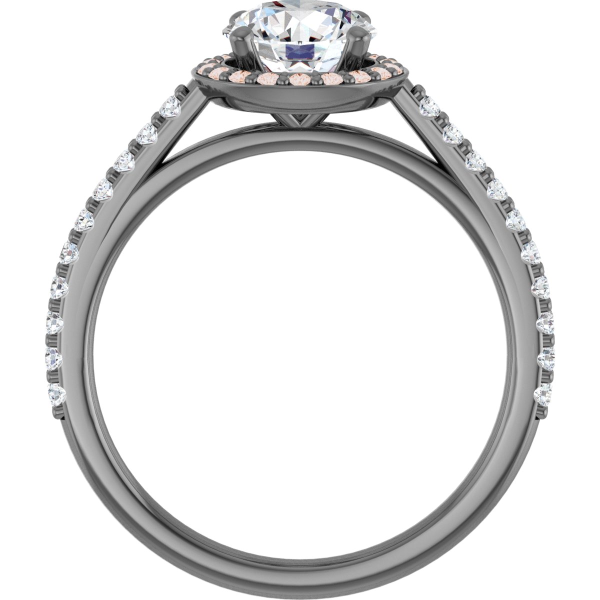 14K Rose 6.5 mm Round Forever One™ Moissanite & 1/4 CTW Diamond Engagement Ring