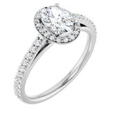Platinum 7x5 mm Oval Forever One™ Colorless Lab-Grown Moissanite & 1/4 CTW Natural Diamond Engagement Ring