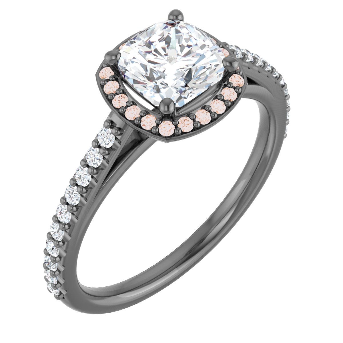 14K Rose 6 mm Cushion Forever One Moissanite and .25 CTW Diamond Engagement Ring Ref 13895702