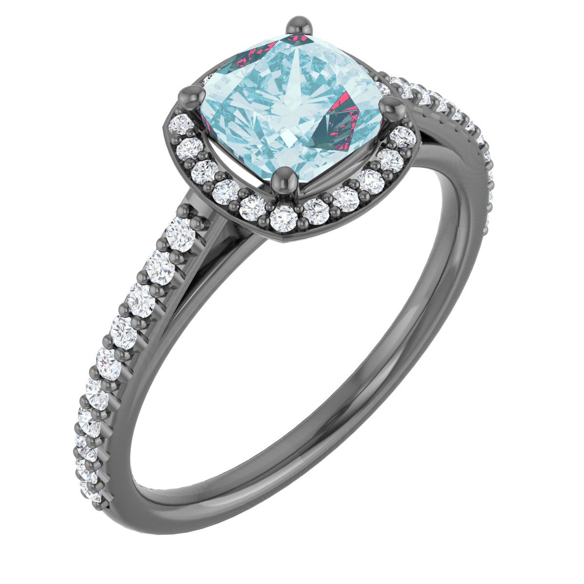 Platinum Sky Blue Topaz and .33 CTW Diamond Ring Ref 4809502