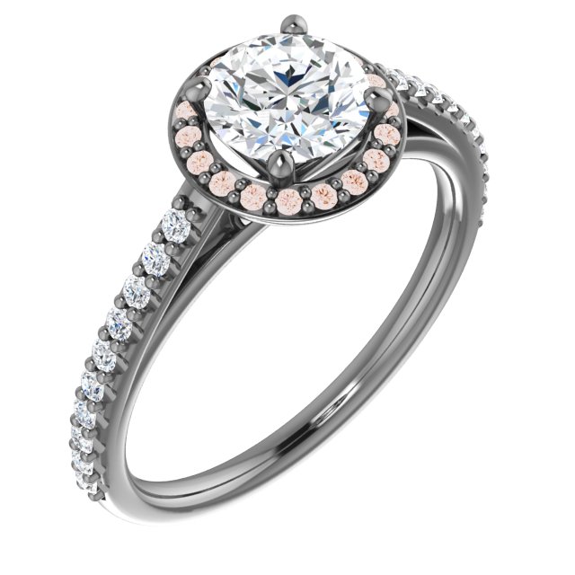 14K Rose 6 mm Round Forever One Moissanite and .25 CTW Diamond Engagement Ring Ref 13895349