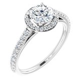 14K White 6 mm Round Forever One™ Colorless Lab-Grown Moissanite & 1/4 CTW Natural Diamond Engagement Ring