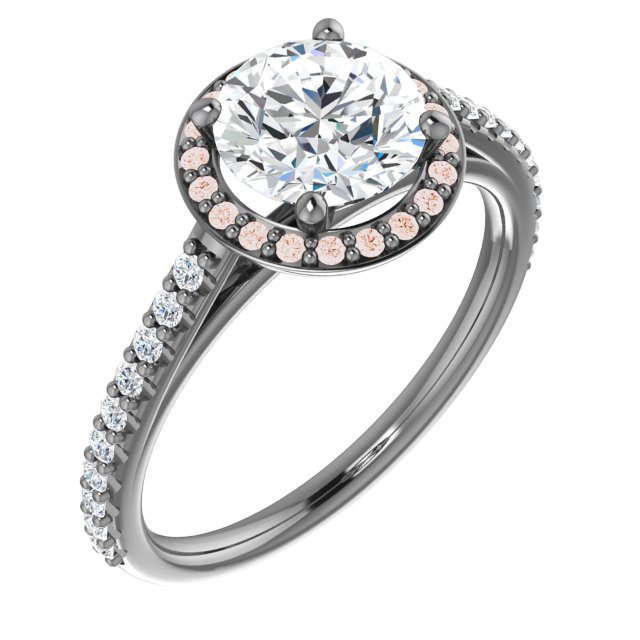 14K Rose 7 mm Round Forever One Moissanite and .25 CTW Diamond Engagement Ring Ref 13895365