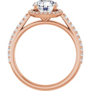 14K Rose 7.5 mm Round Forever One™ Moissanite & 1/4 CTW Diamond Engagement Ring