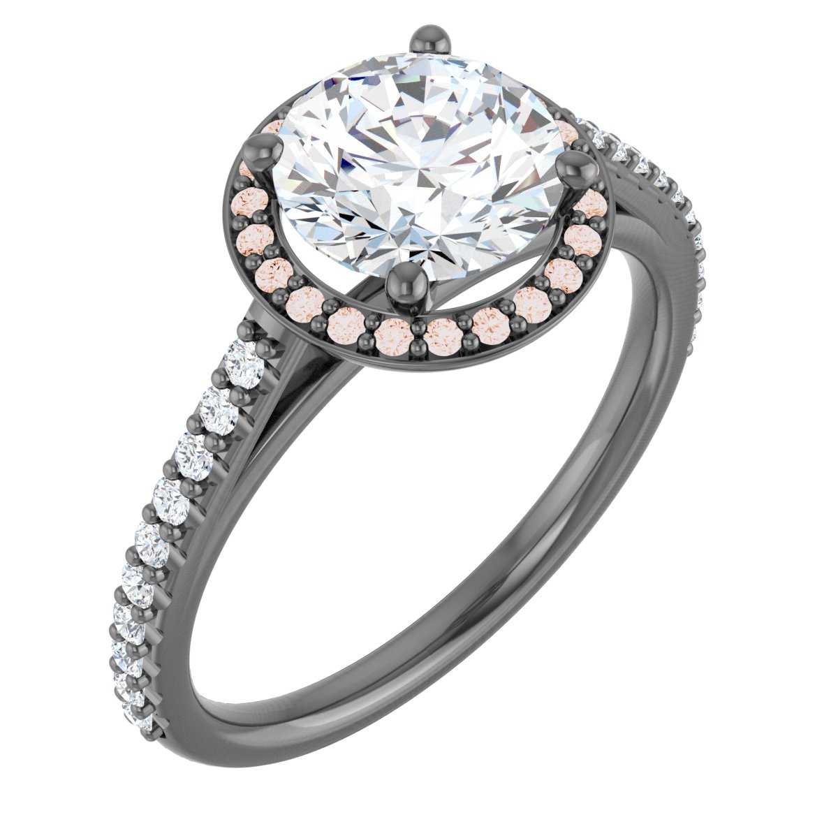 14K Rose 7.5 mm Round Forever One Moissanite and .25 CTW Diamond Engagement Ring Ref 13895377