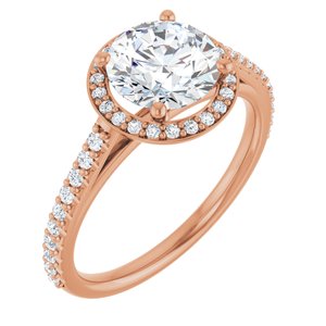 14K Rose 7.5 mm Round Forever One™ Moissanite & 1/4 CTW Diamond Engagement Ring
