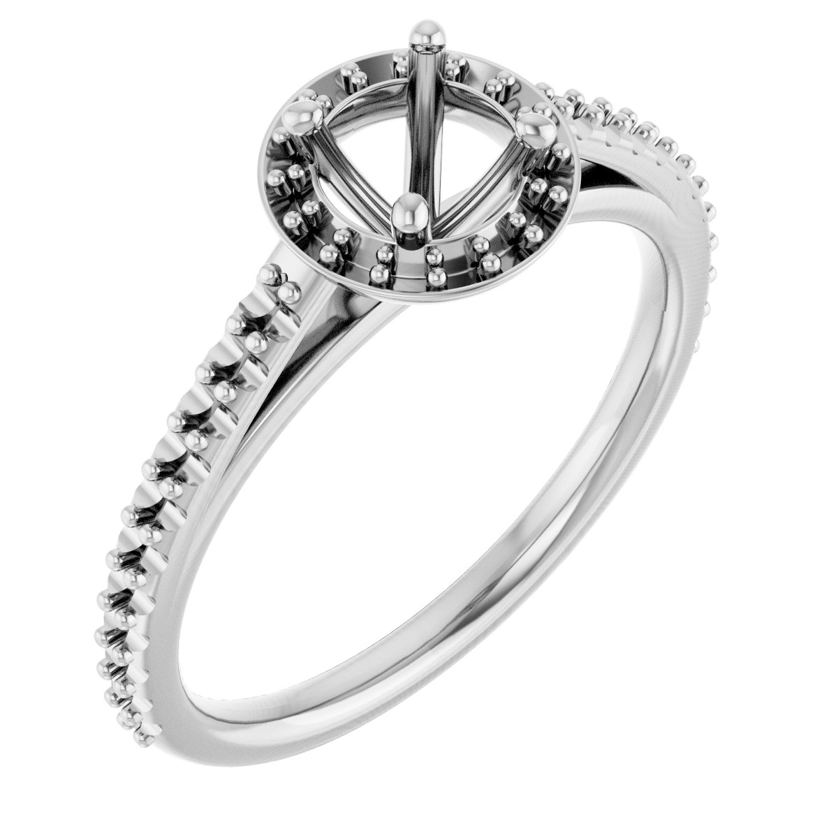 14K White 3/4 CTW Diamond Halo-Style Engagement Ring