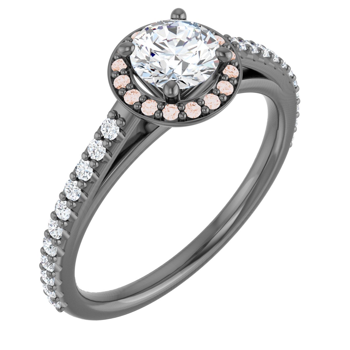 14K Rose 5 mm Round Forever One Moissanite and .25 CTW Diamond Engagement Ring Ref 13895341