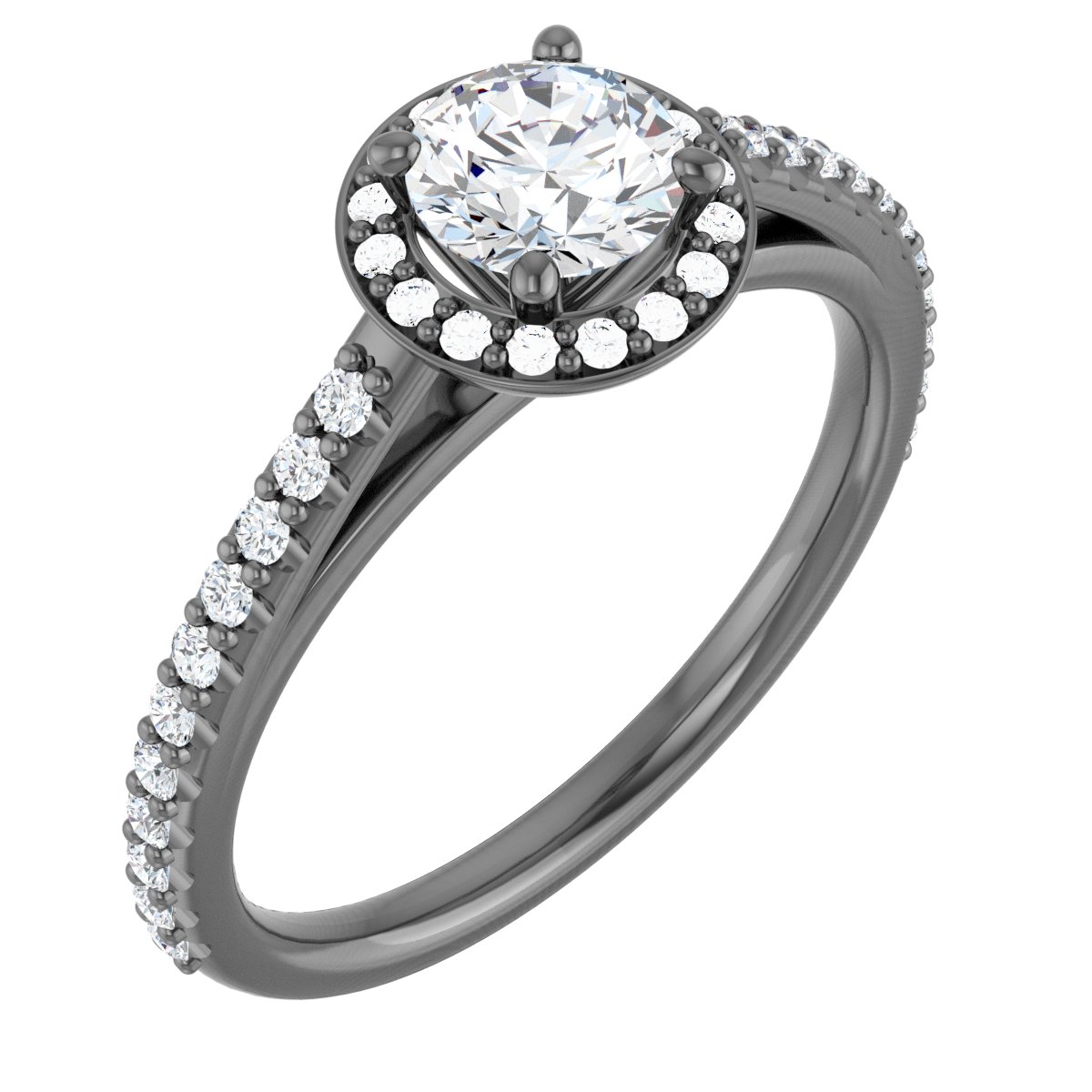14K White 5 mm Round Forever One Moissanite and .25 CTW Diamond Engagement Ring Ref 13895339