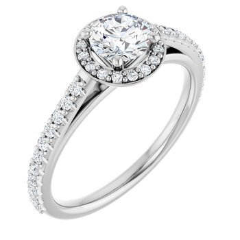 14K White .75 CTW Diamond Halo Style Engagement Ring Ref 4078042