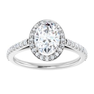 14K White 8x6 mm Oval Forever Oneâ„¢ Moissanite & 1/4 CTW Diamond Engagement Ring 