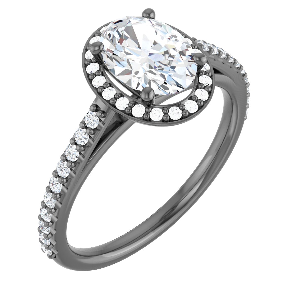 Platinum 8x6 mm Oval Forever One Moissanite and .25 CTW Diamond Engagement Ring Ref 13895675