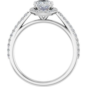14K White 8x6 mm Oval Forever Oneâ„¢ Moissanite & 1/4 CTW Diamond Engagement Ring 