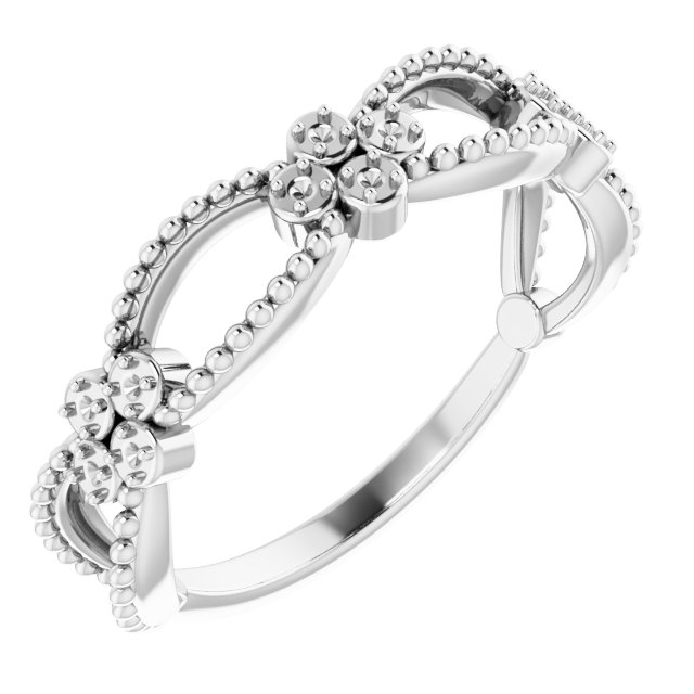 Sterling Silver .06 CTW Diamond Stackable Bead Ring