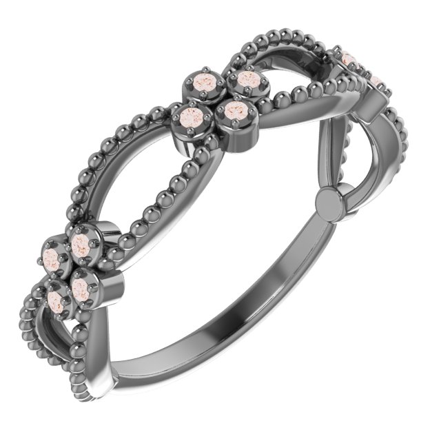 14K Rose .06 CTW Diamond Stackable Beaded Ring 
