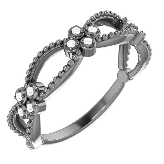 Sterling Silver .06 CTW Diamond Stackable Bead Ring