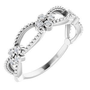 Sterling Silver .06 CTW Diamond Stackable Bead Ring