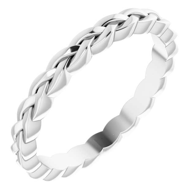 14K White 2 mm Woven Band Size 5