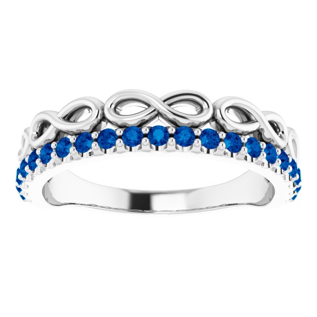 14K White Blue Sapphire Infinity-Inspired Stackable Ring 