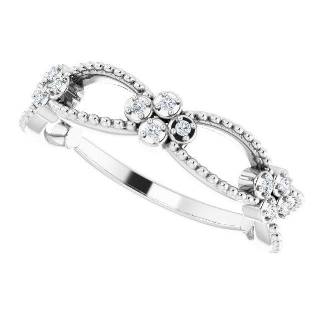 14K White .06 CTW Diamond Stackable Bead Ring