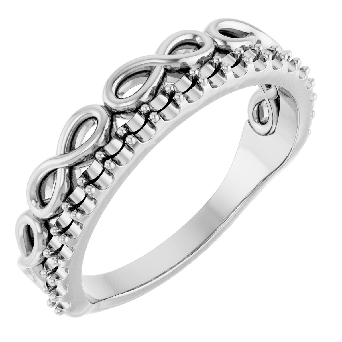 14K White 1/4 CTW Diamond Infinity-Inspired Stackable Ring 