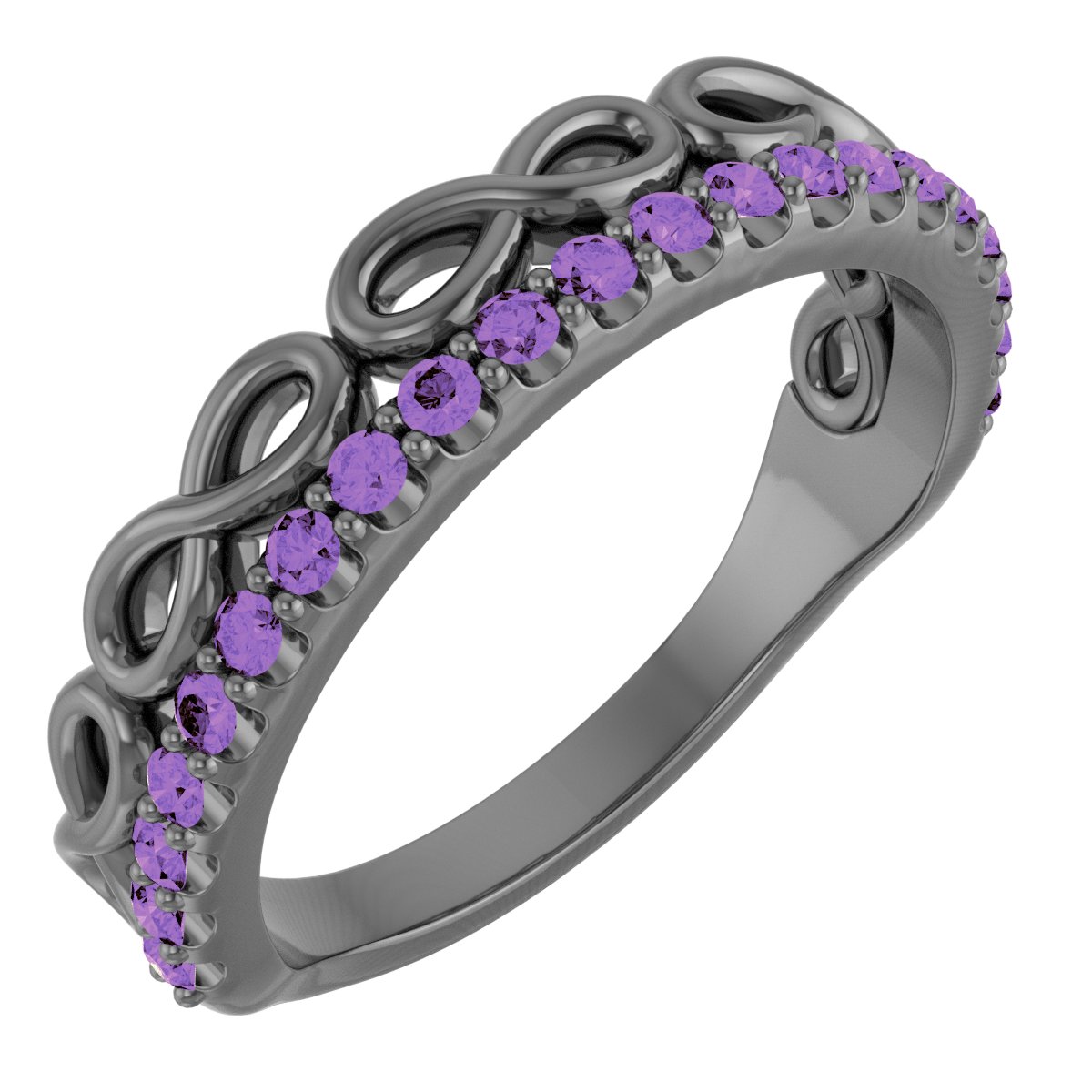 14K White Amethyst Infinity-Inspired Stackable Ring  