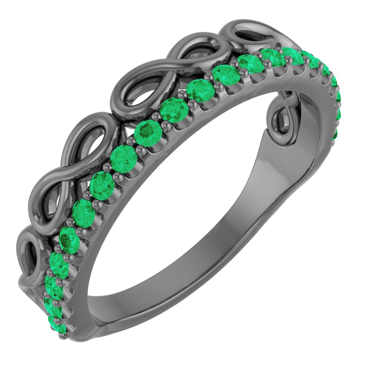 Platinum Emerald Infinity-Inspired Stackable Ring  