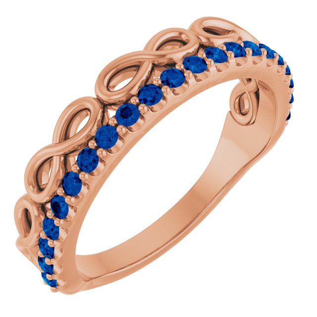 14K Rose Natural Blue Sapphire Infinity-Inspired Stackable Ring
