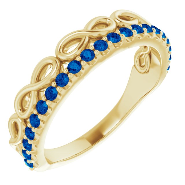 14K Yellow Blue Sapphire Infinity-Inspired Stackable Ring 