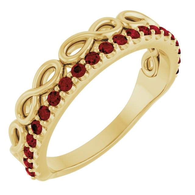 14K Yellow Natural Mozambique Garnet Infinity-Inspired Stackable Ring