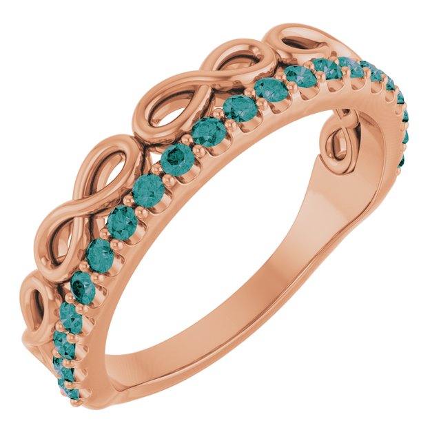 14K Rose Natural Alexandrite Infinity-Inspired Stackable Ring