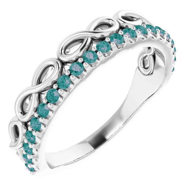 14K White Natural Alexandrite Infinity-Inspired Stackable Ring
