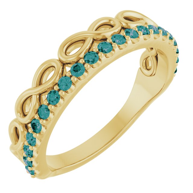 14K Yellow Natural Alexandrite Infinity-Inspired Stackable Ring