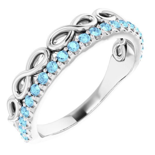 14K White Aquamarine Infinity-Inspired Stackable Ring   