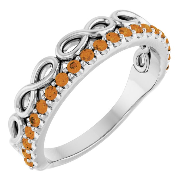 Sterling Silver Natural Citrine Infinity-Inspired Stackable Ring