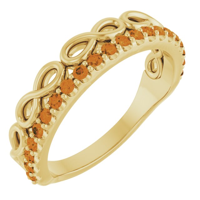 14K Yellow Natural Citrine Infinity-Inspired Stackable Ring