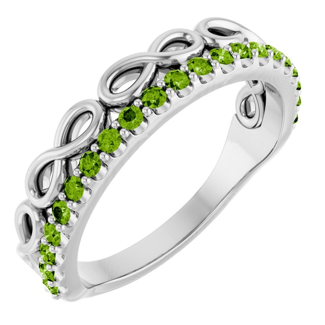 Sterling Silver Natural Peridot Infinity-Inspired Stackable Ring