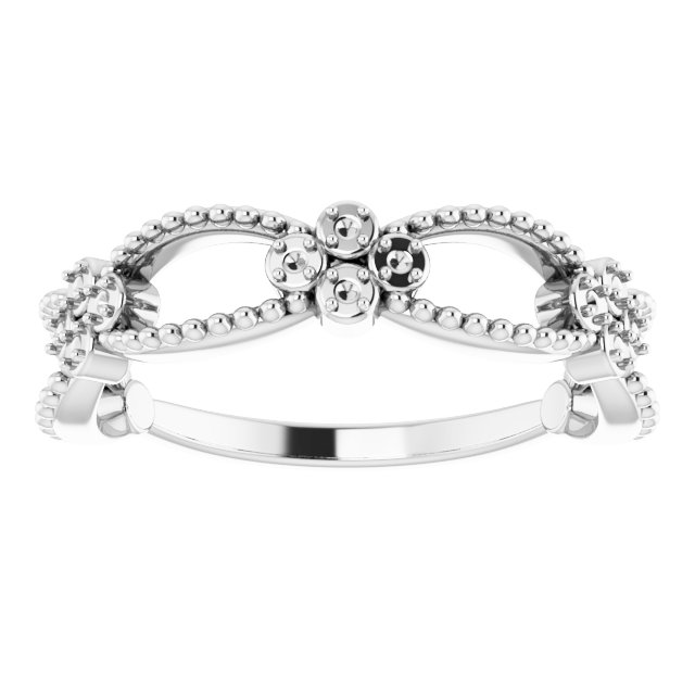 14K White .06 CTW Natural Diamond Stackable Bead Ring