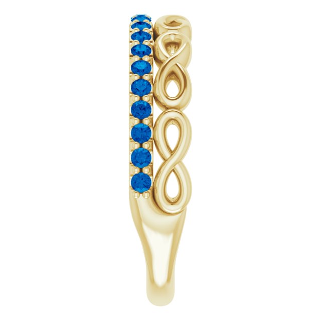 14K Yellow Blue Sapphire Infinity-Inspired Stackable Ring 