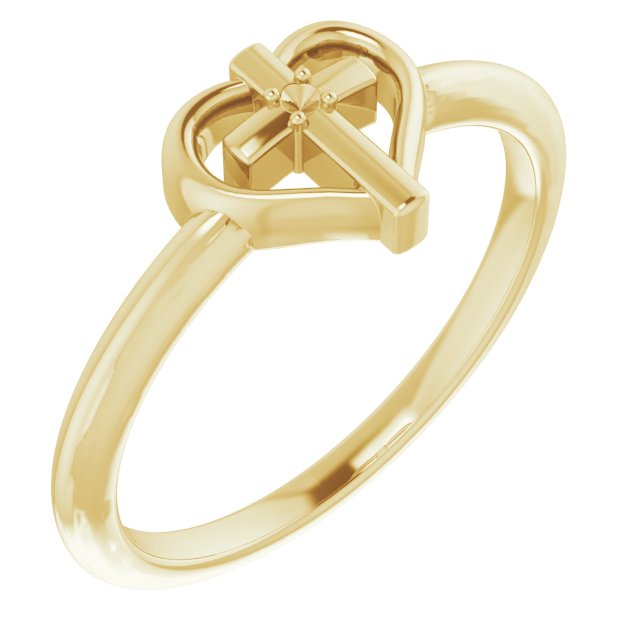 Accented Cross & Heart Ring