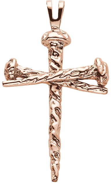 10K Rose Nail Design Cross Pendant