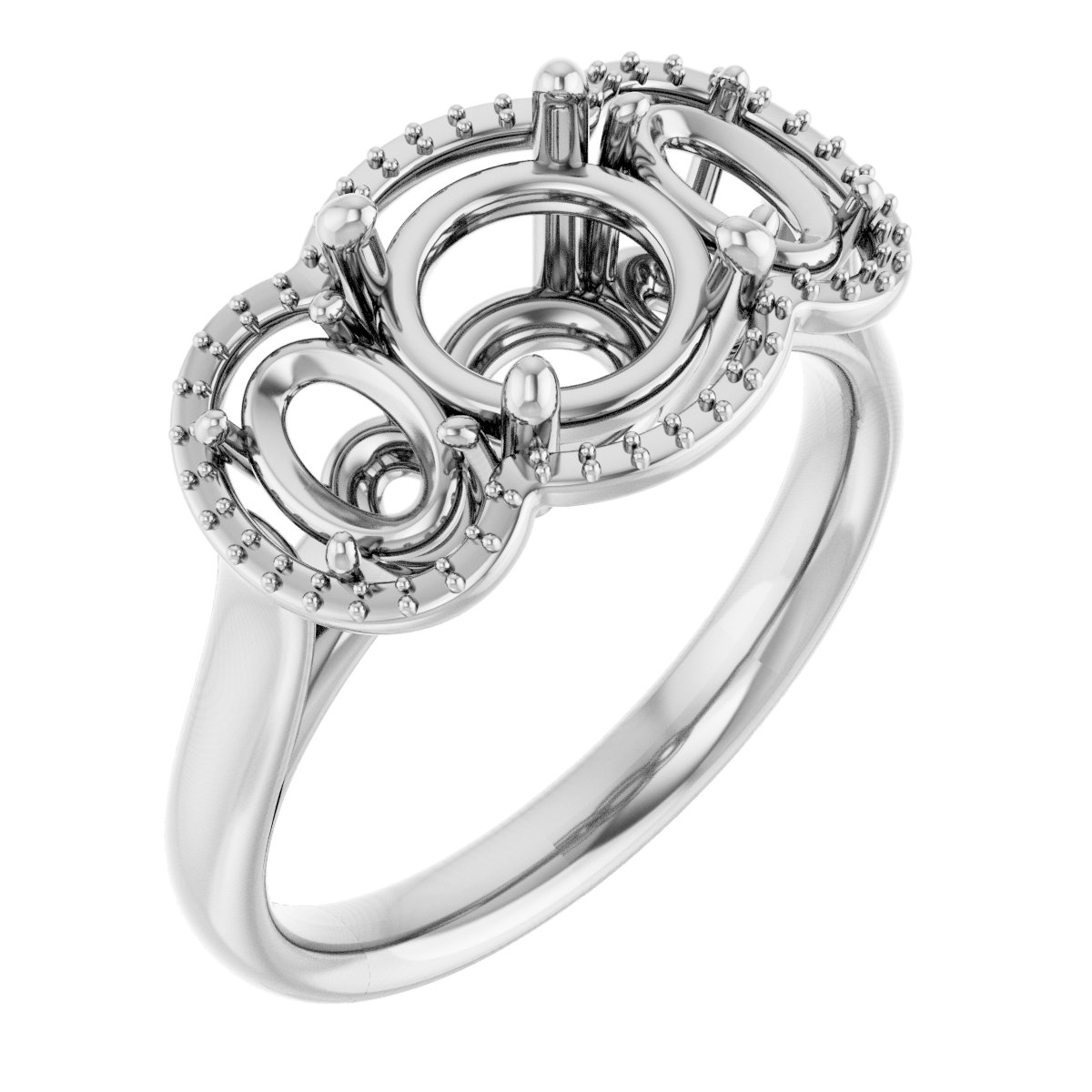 Three-Stone Halo-Style Engagement Ring