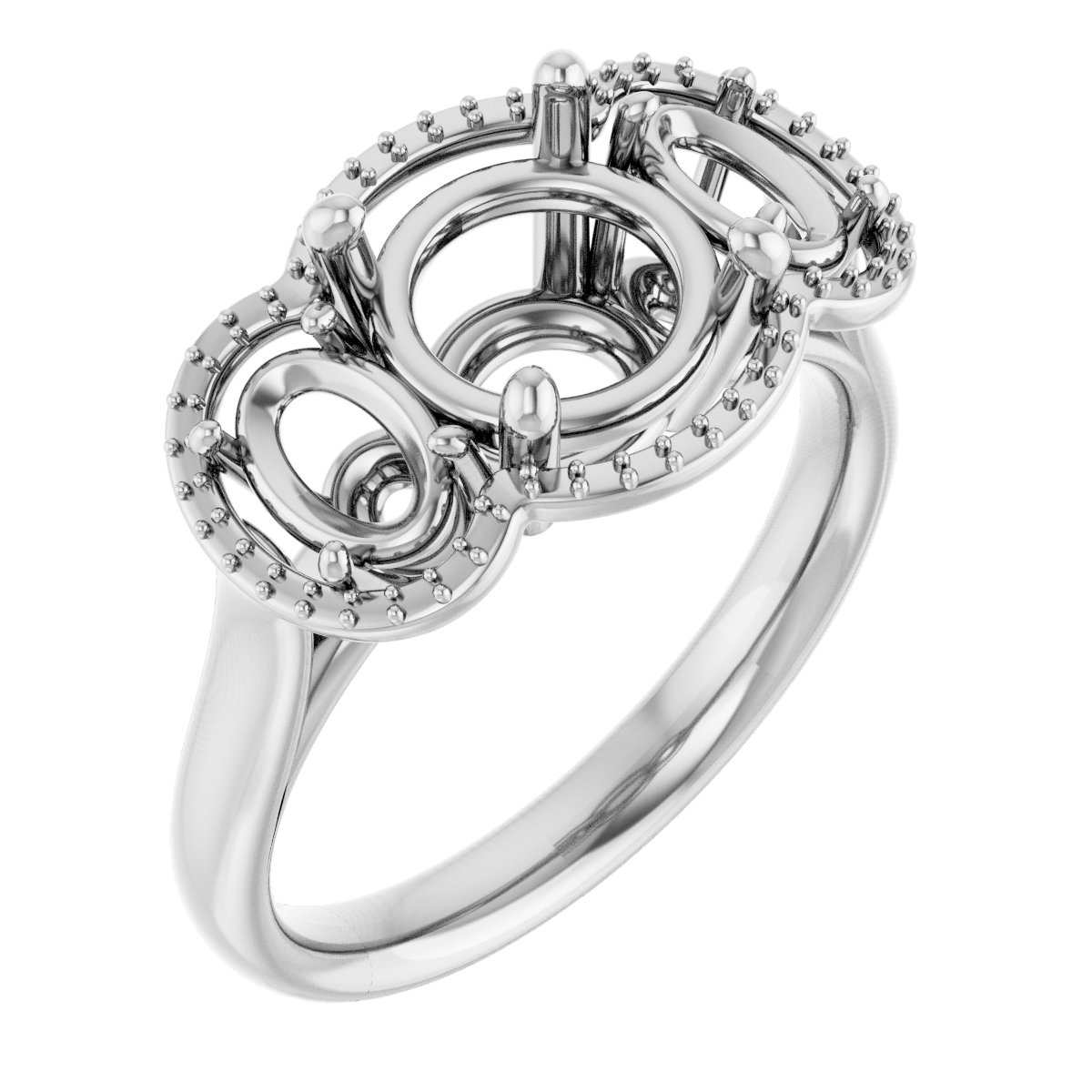 Three-Stone Halo-Style Engagement Ring