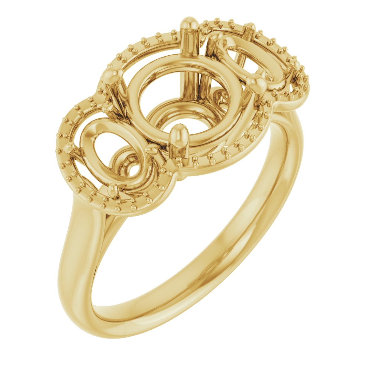 Three-Stone Halo-Style Engagement Ring