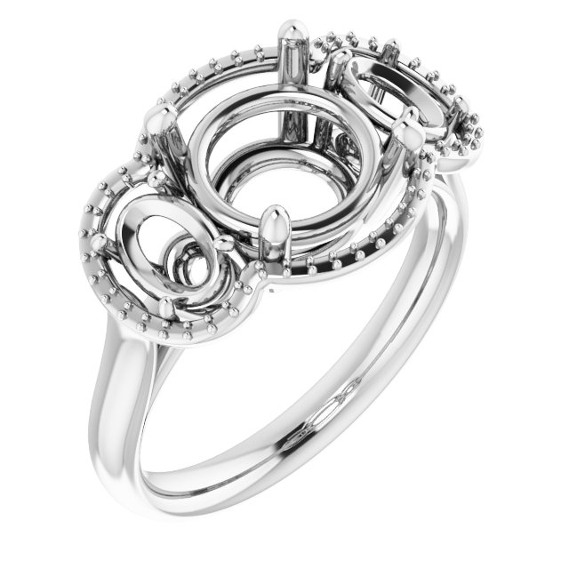 Three-Stone Halo-Style Engagement Ring