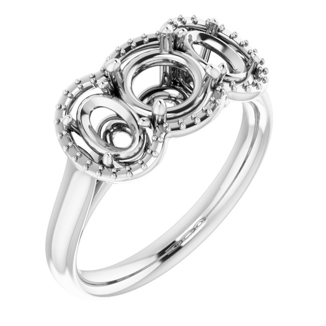 Three-Stone Halo-Style Engagement Ring